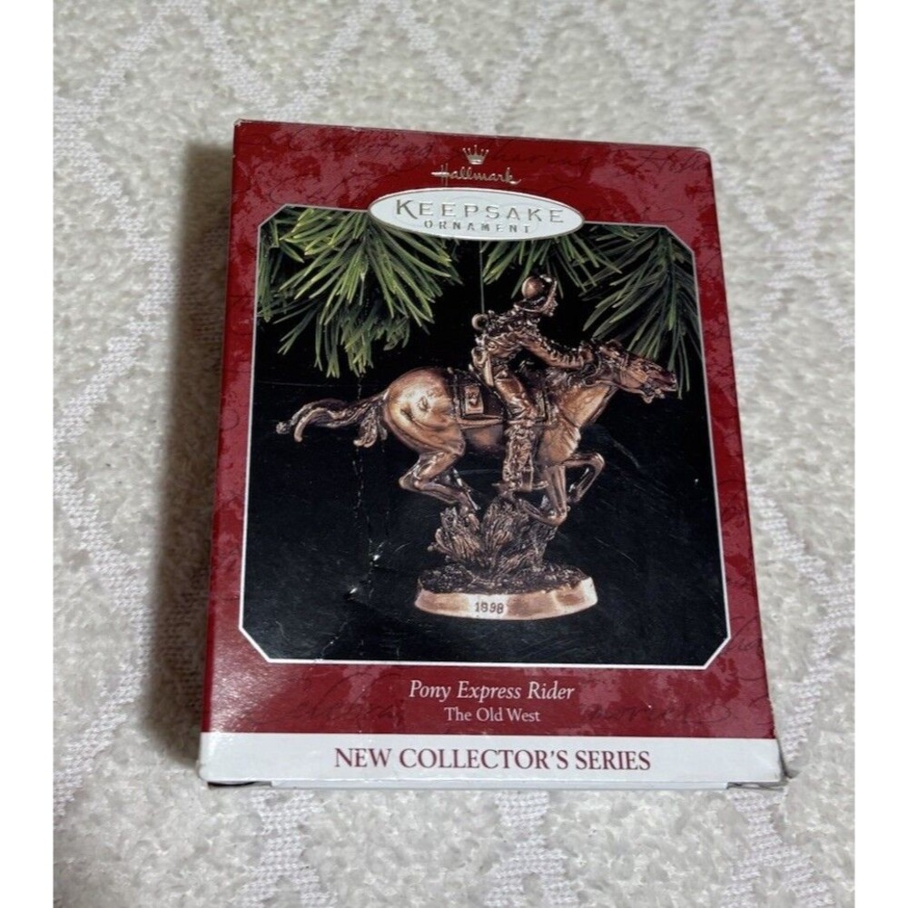 New Vintage 1998 Old West Pony Express Rider Hallmark Keep Sake Ornament